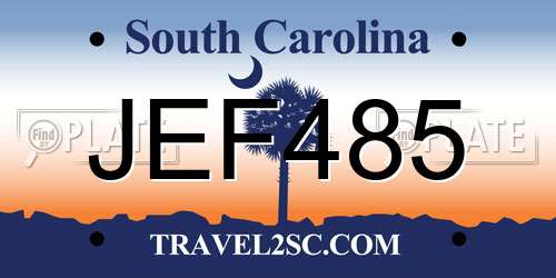 JEF485 South Carolina License Plate