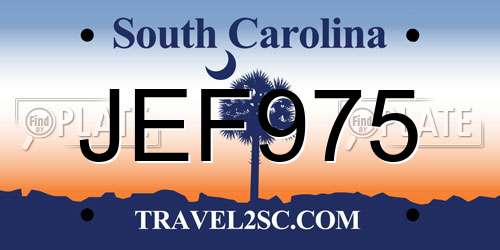 JEF975 South Carolina License Plate