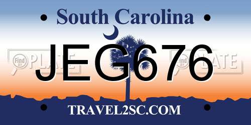 JEG676 South Carolina License Plate