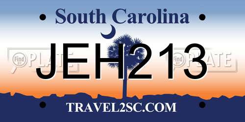 JEH213 South Carolina License Plate