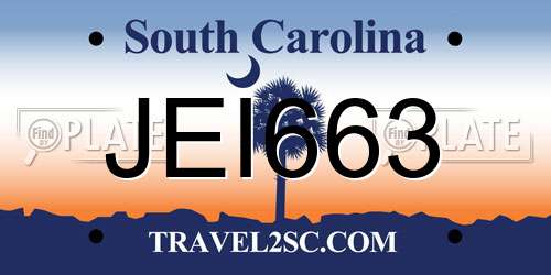 JEI663 South Carolina License Plate