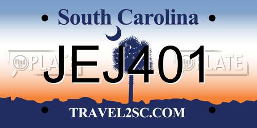 JEJ401 South Carolina License Plate