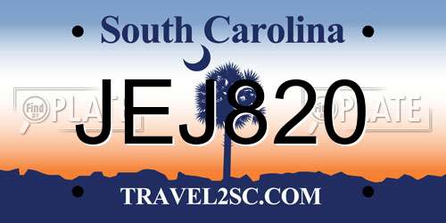 JEJ820 South Carolina License Plate