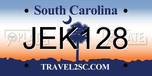 JEK128 South Carolina License Plate