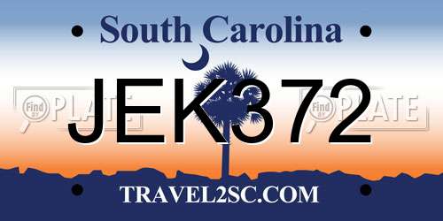 JEK372 South Carolina License Plate