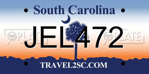 JEL472 South Carolina License Plate
