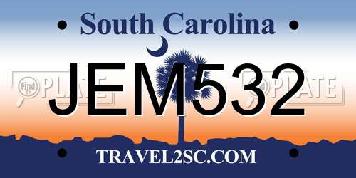 JEM532 South Carolina License Plate