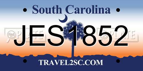 JES1852 South Carolina License Plate