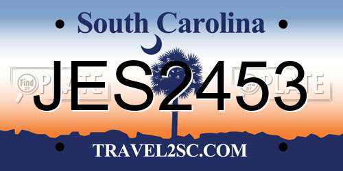 JES2453 South Carolina License Plate