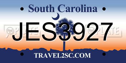 JES3927 South Carolina License Plate