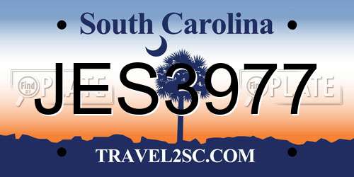 JES3977 South Carolina License Plate
