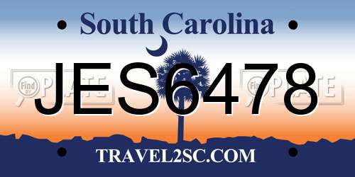 JES6478 South Carolina License Plate