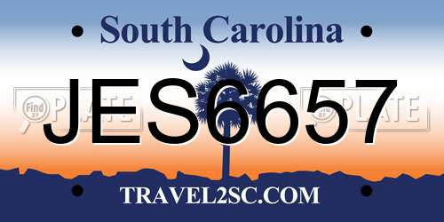 JES6657 South Carolina License Plate