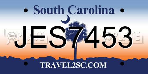 JES7453 South Carolina License Plate
