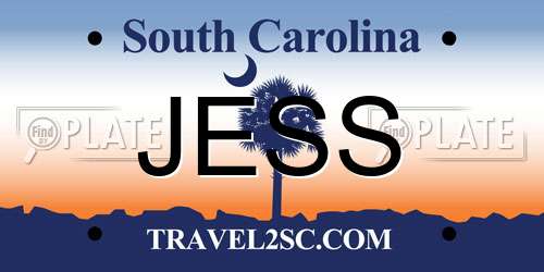 JESS South Carolina License Plate