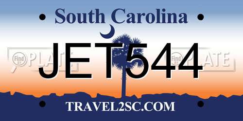 JET544 South Carolina License Plate