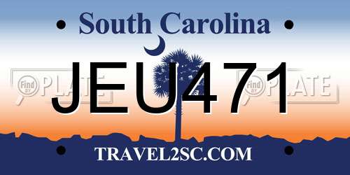 JEU471 South Carolina License Plate