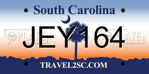 JEY164 South Carolina License Plate