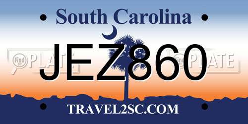 JEZ860 South Carolina License Plate