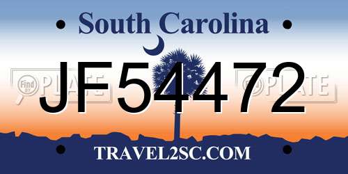 JF54472 South Carolina License Plate