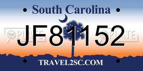 JF81152 South Carolina License Plate