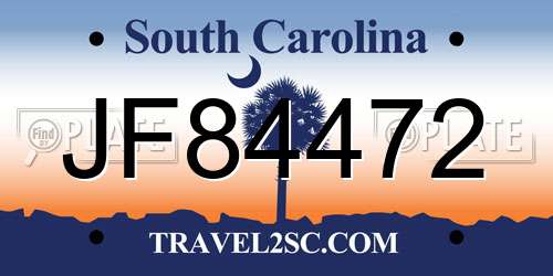 JF84472 South Carolina License Plate