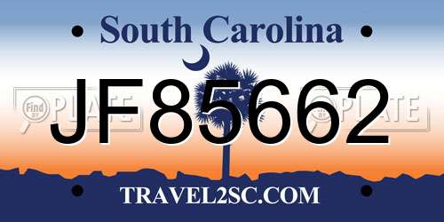 JF85662 South Carolina License Plate
