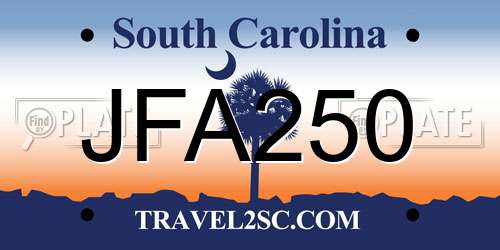 JFA250 South Carolina License Plate