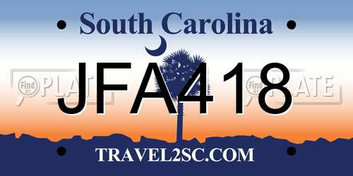 JFA418 South Carolina License Plate