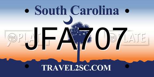 JFA707 South Carolina License Plate