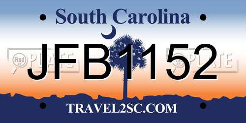 JFB1152 South Carolina License Plate