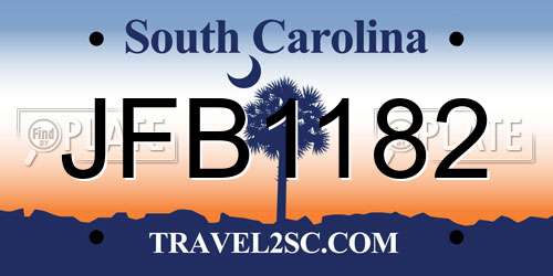 JFB1182 South Carolina License Plate
