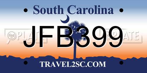 JFB399 South Carolina License Plate