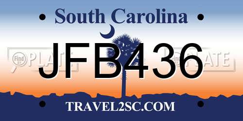 JFB436 South Carolina License Plate