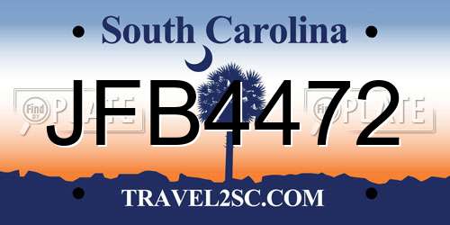 JFB4472 South Carolina License Plate