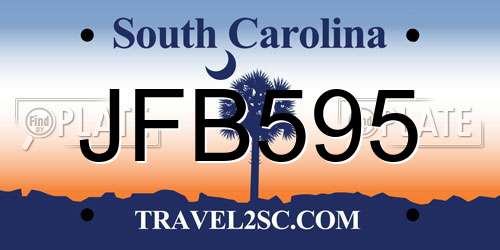 JFB595 South Carolina License Plate