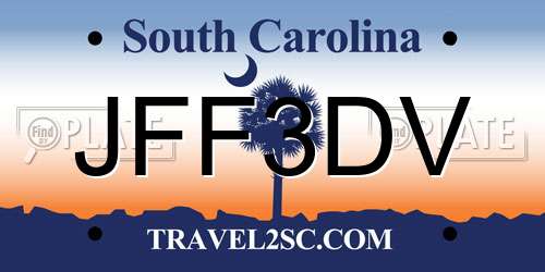 JFF3DV South Carolina License Plate