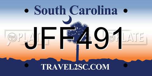 JFF491 South Carolina License Plate