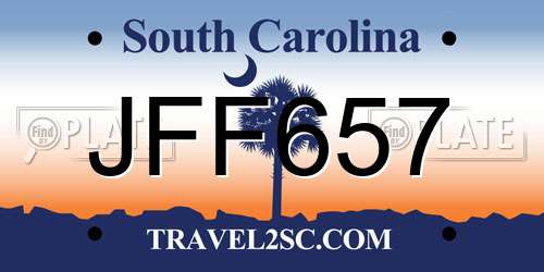 JFF657 South Carolina License Plate