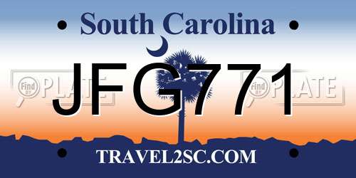 JFG771 South Carolina License Plate