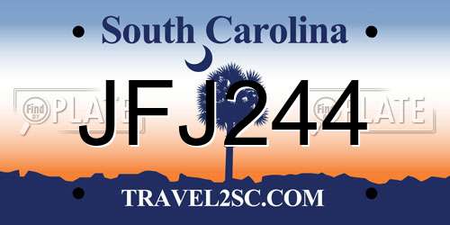 JFJ244 South Carolina License Plate