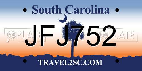 JFJ752 South Carolina License Plate
