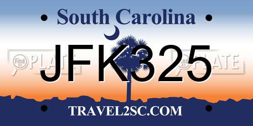 JFK325 South Carolina License Plate