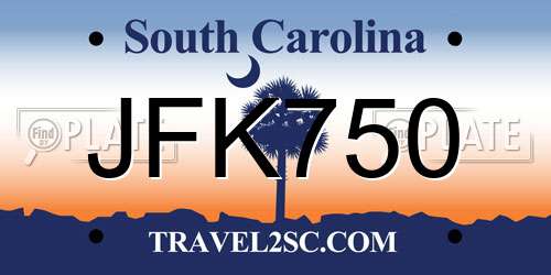 JFK750 South Carolina License Plate