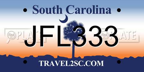 JFL333 South Carolina License Plate