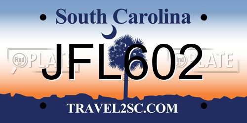 JFL602 South Carolina License Plate