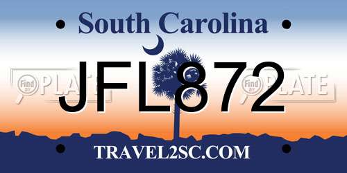 JFL872 South Carolina License Plate
