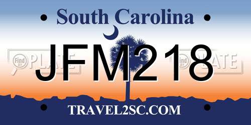 JFM218 South Carolina License Plate