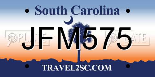 JFM575 South Carolina License Plate