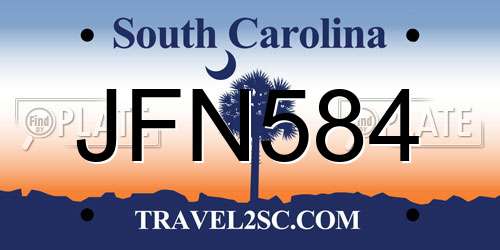 JFN584 South Carolina License Plate